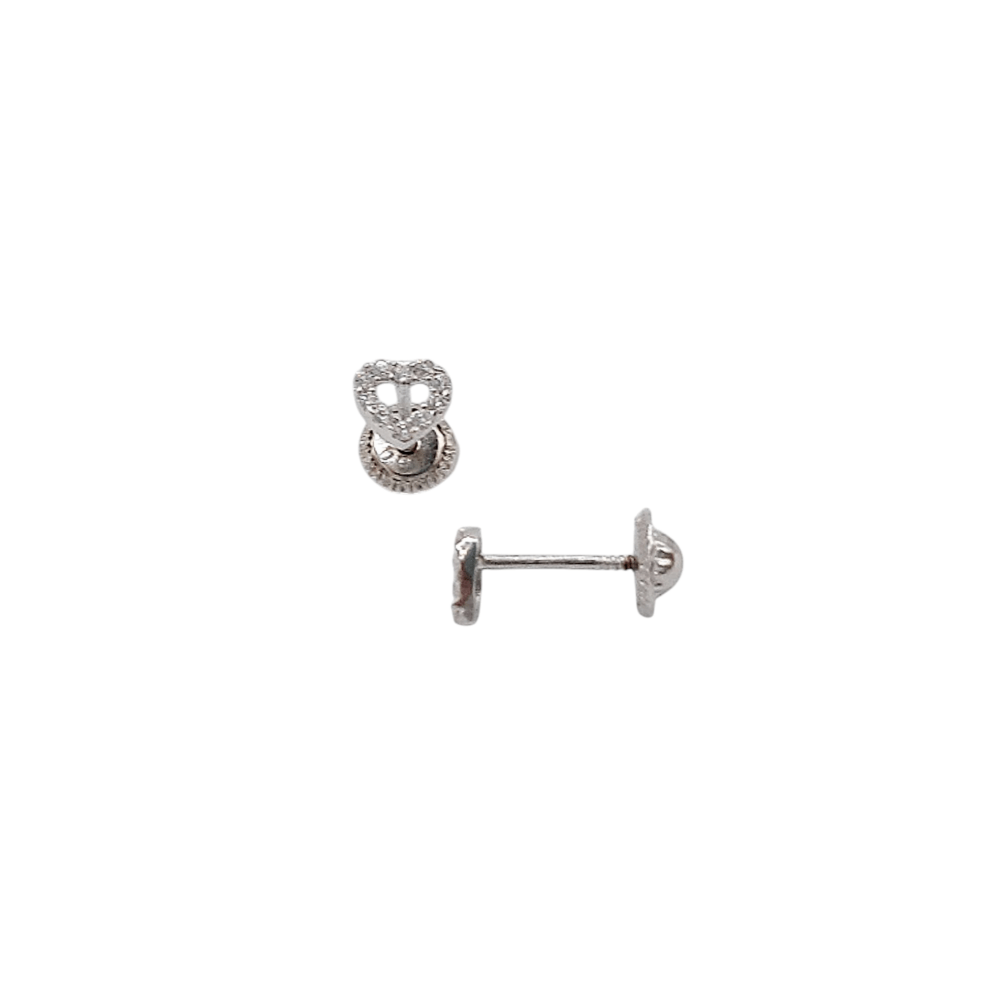 Pendientes bebé Oro Blanco Corazón