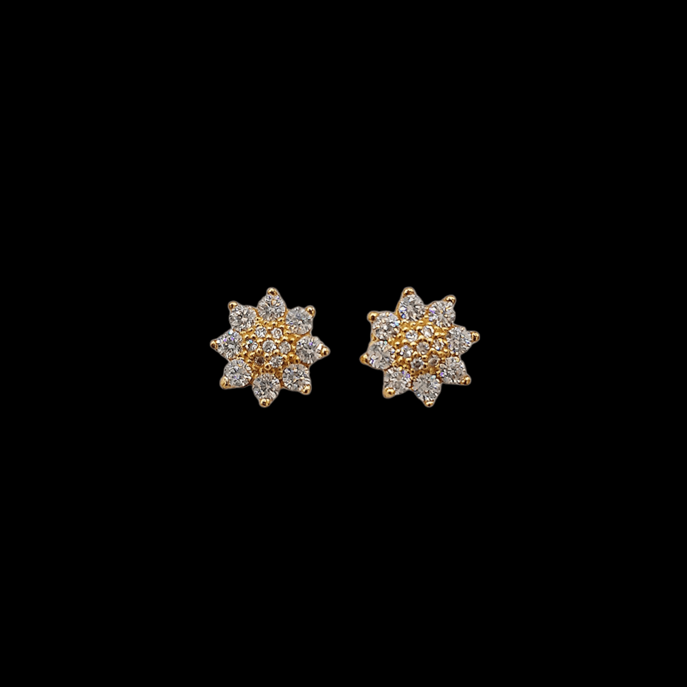Pendientes Oro Rosetón Circonita