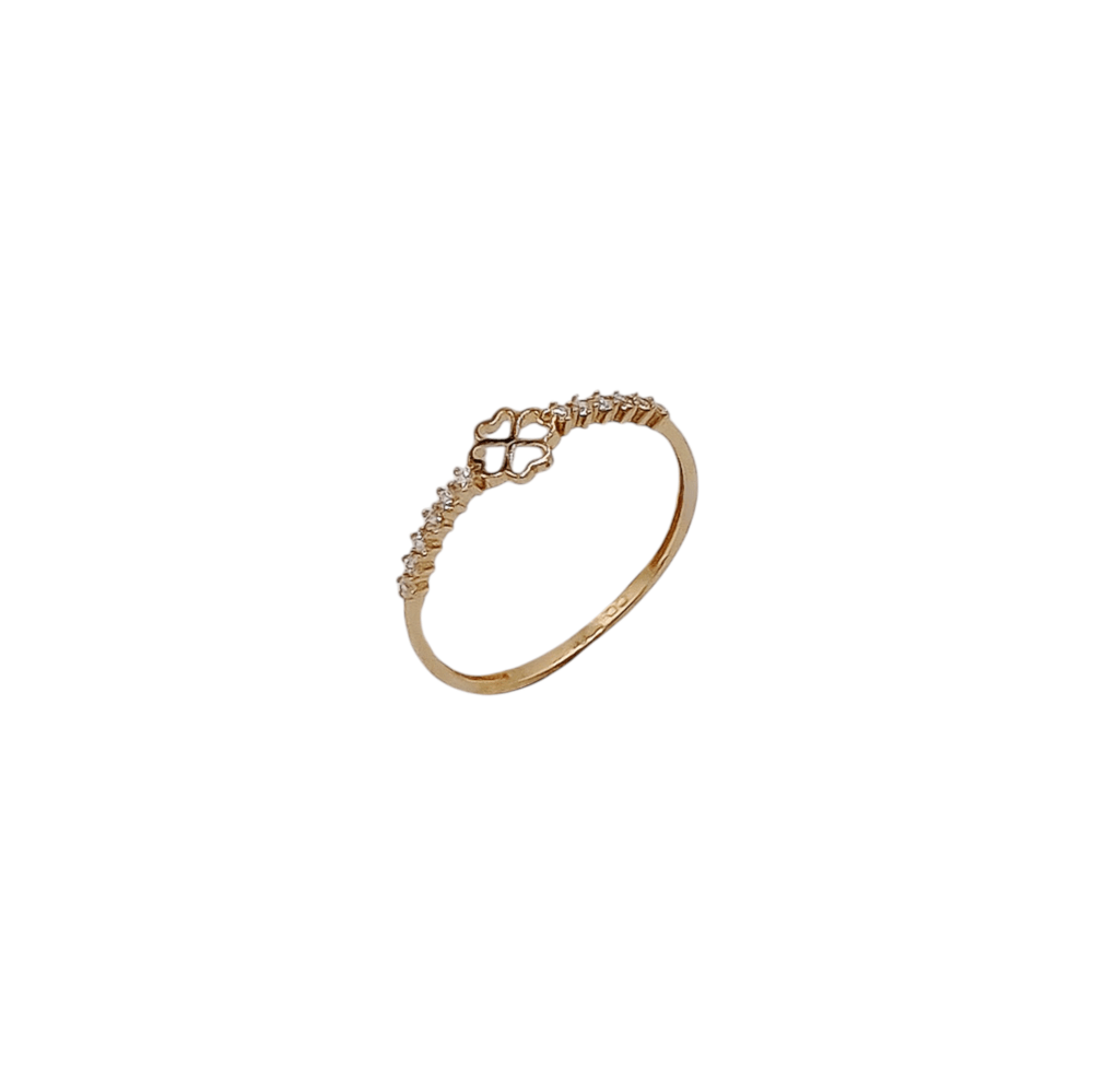 Anillo Oro Trébol Circonitas