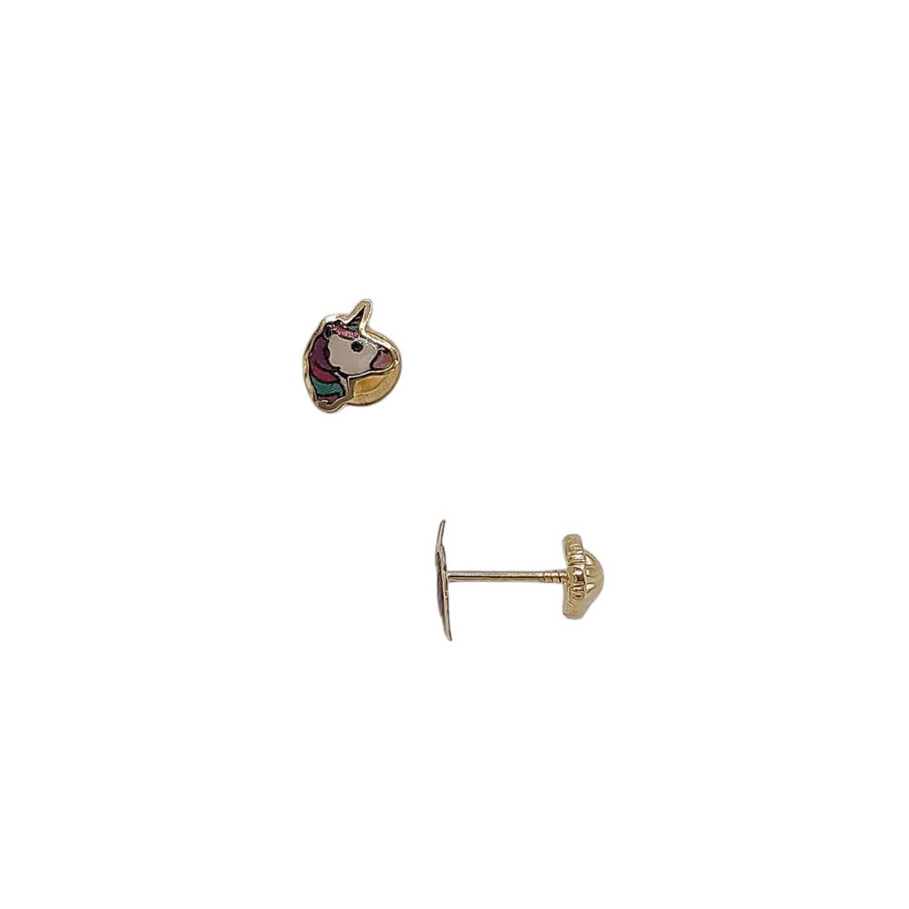 Pendientes Bebé Oro Unicornio