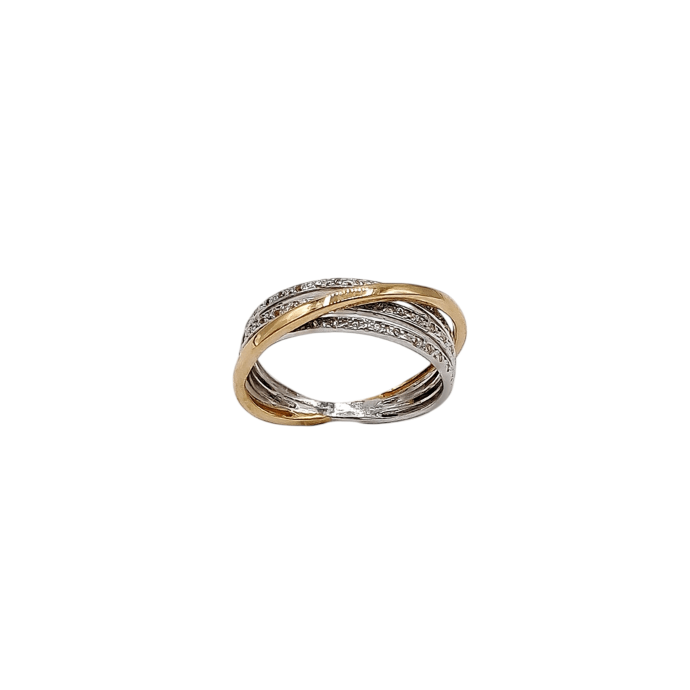 Anillo oro bicolor con circonitas