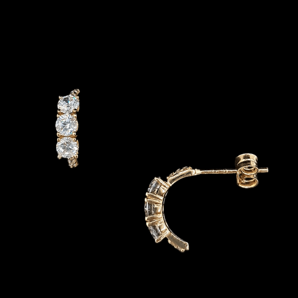 Pendientes Oro Medio Aro Circonitas